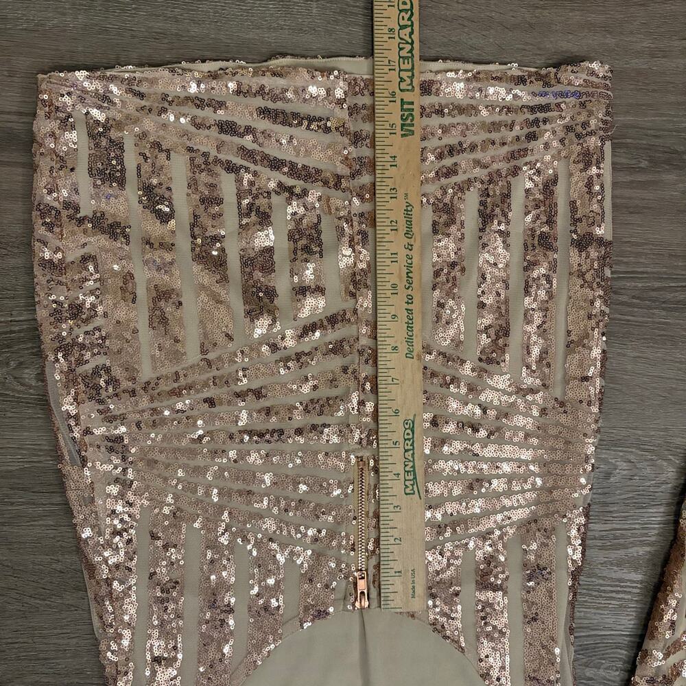 Pink Lily Champagne Sequin Open Back Bodycon Dress Size L - Picture 10 of 12